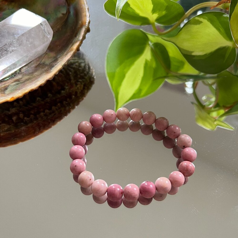 8mm handmade rhodonite bead bracelet